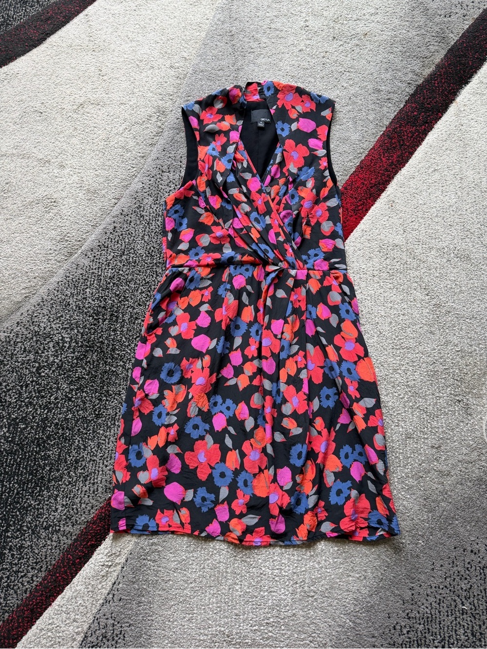 Greylin Anthropologie Charlene Floral Black Silk Mini Dress